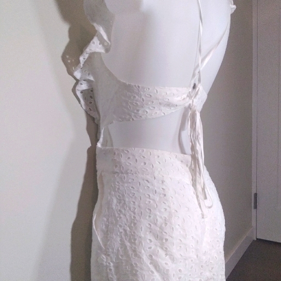 Super Cute Unique Cut Out Romper. Lace up Back,Square Neck Ruffle,Lined with Zip - Picture 4 of 14